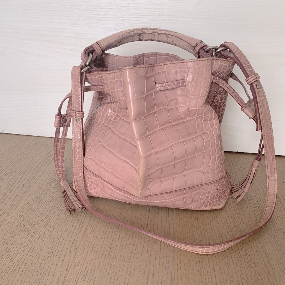 PINK LEATHER CROCO EFFECT BUCKET BAG ZARA 🌸